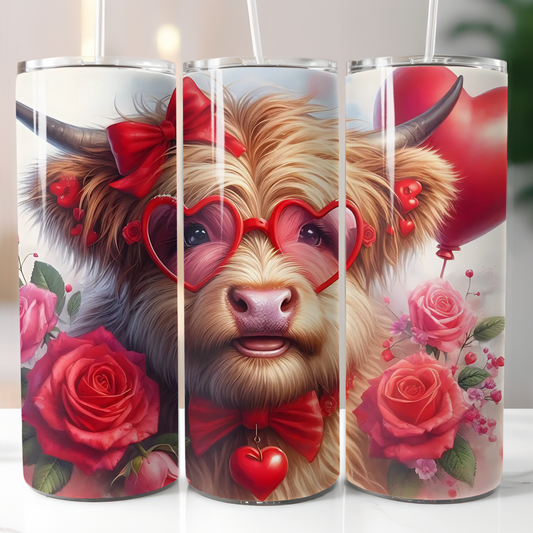 Valentine's Day Highland Cow, Sublimation Transfer