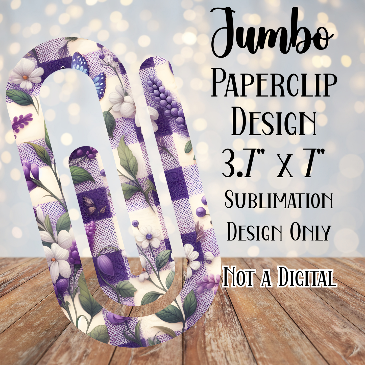 Purple Floral Jumbo Paperclip Sublimation Transfers
