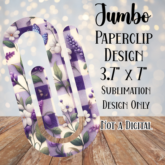 Purple Floral Jumbo Paperclip Sublimation Transfers