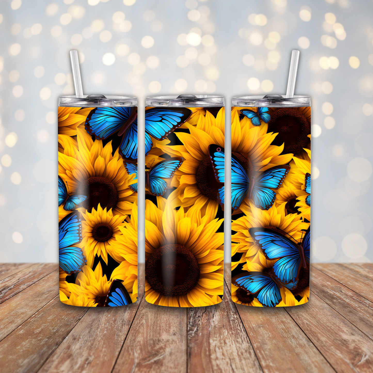 Sunflower Blue Butterflies Sublimation Transfers