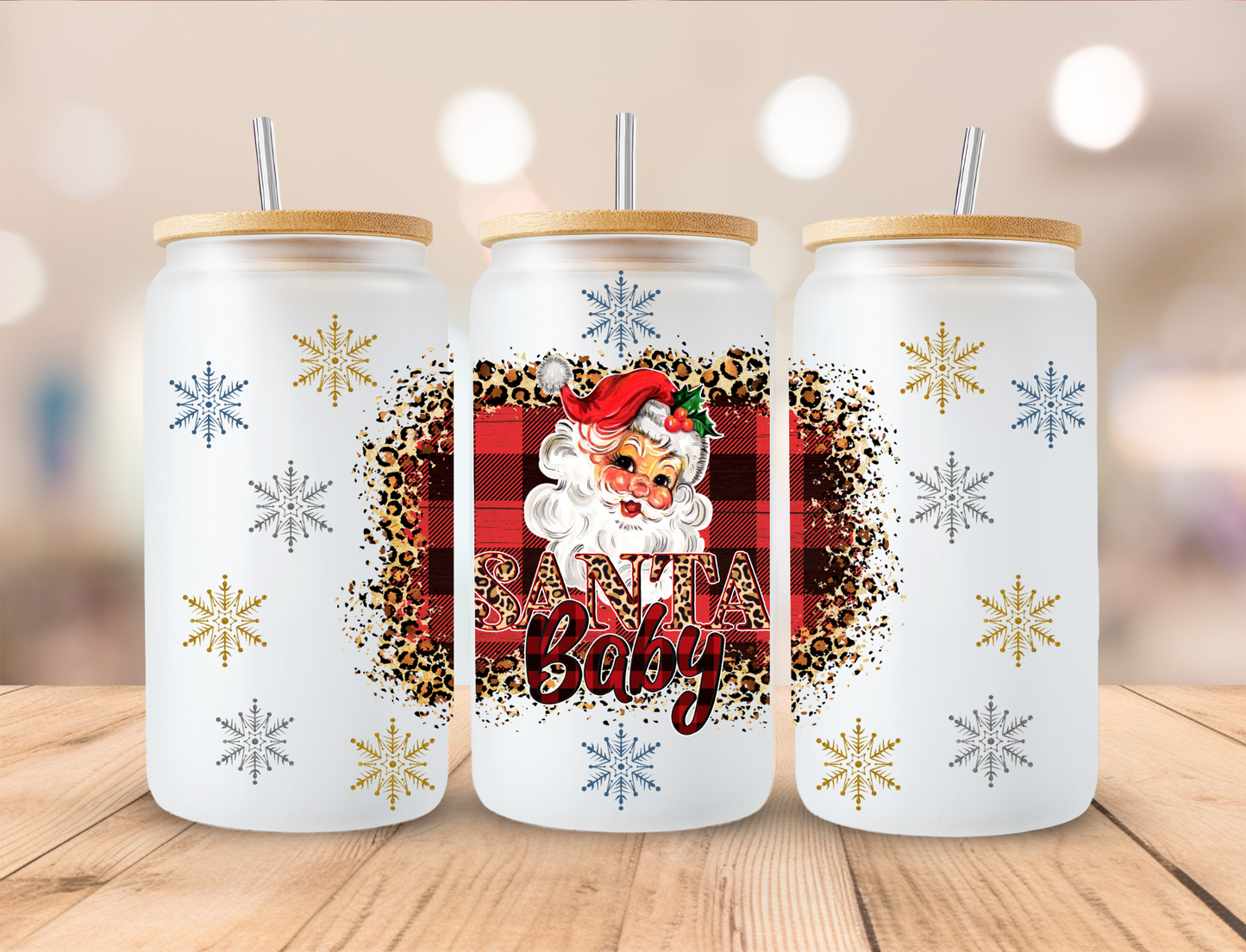 Santa Baby, Sublimation, Ready to Print, Ready To Press, Print Out Transfer, 16 oz Libbey Glass Transfer, NOT A DIGITAL