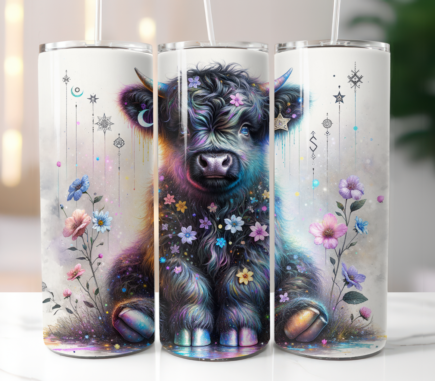 Celestial Highland Cow, Sublimation Prints