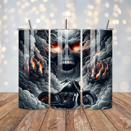 Black Smoke Skull Motorcycle Sublimation Transfer