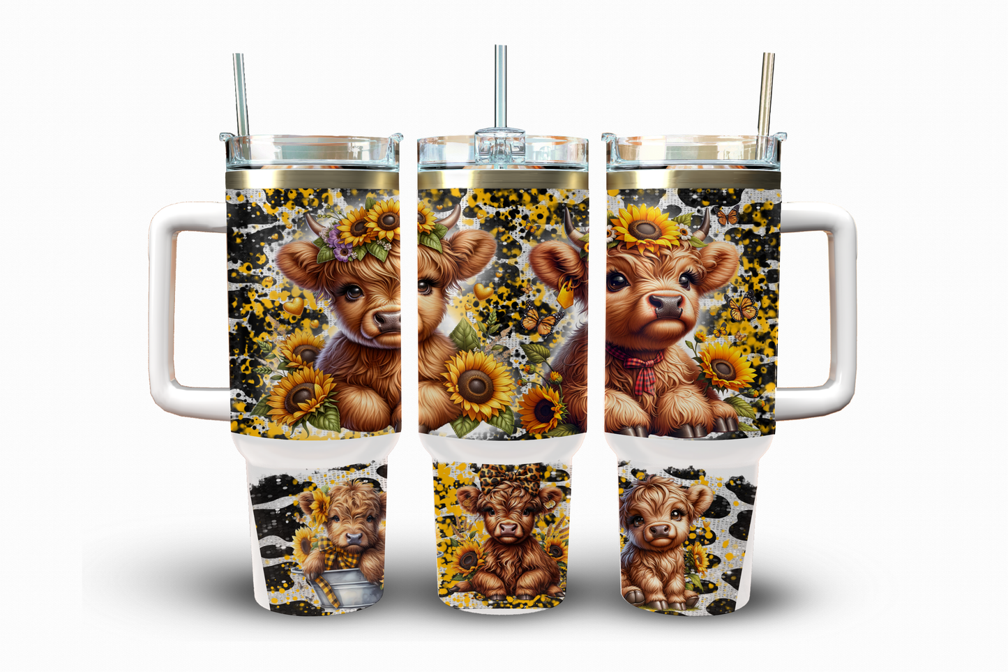 Highland Cow Sunflower Sublimation Transfer, 40 oz.