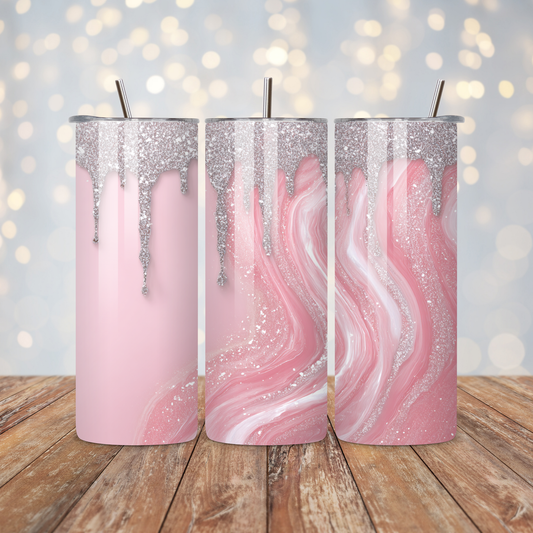 Pink Silver Drip Luxury Sublimation Transfer