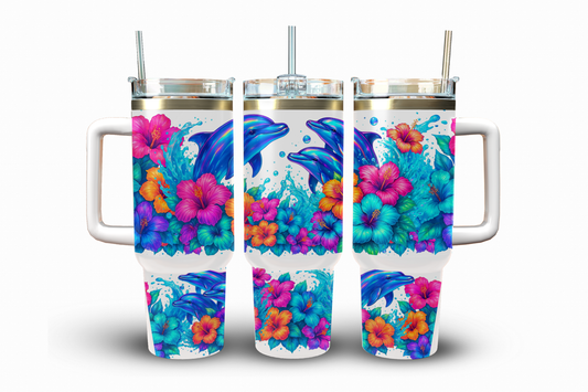 Tropical Dolphins Sublimation Transfer, 40 oz.