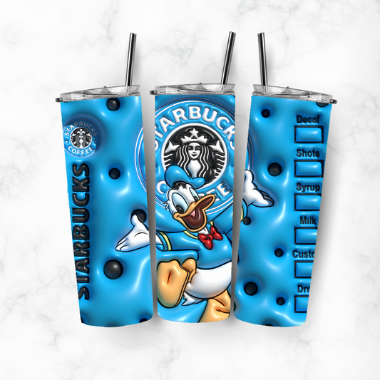 Coffee Donald Duck, Sublimation, Ready to Print, Ready To Press, Print Out Transfer, 20 oz, Skinny Tumbler Transfer, NOT A DIGITAL