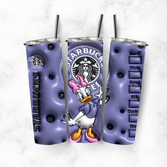 Coffee Daisy Duck, Sublimation, Ready to Print, Ready To Press, Print Out Transfer, 20 oz, Skinny Tumbler Transfer, NOT A DIGITAL