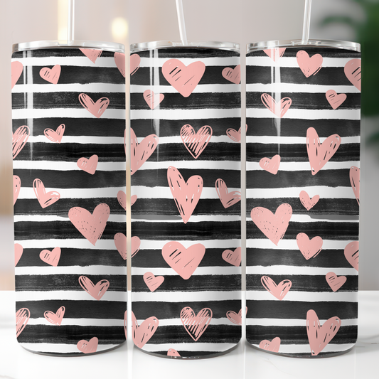 Pink Hearts Black Stripes