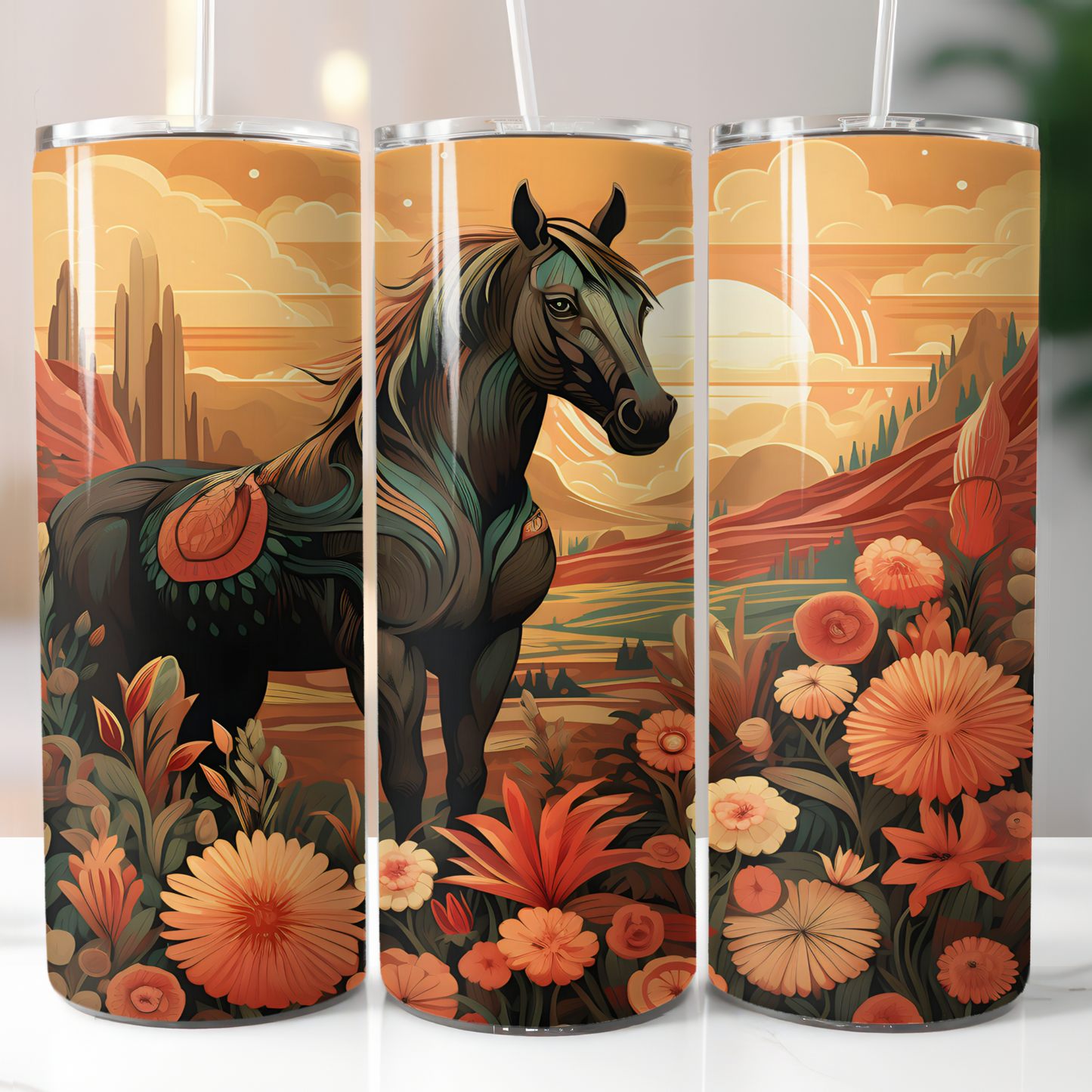 Western Boho Horse, Sublimation, Ready To Press, Ready to Print, Print Out Transfer, 20 oz, Skinny Tumbler Transfer, NOT A DIGITAL