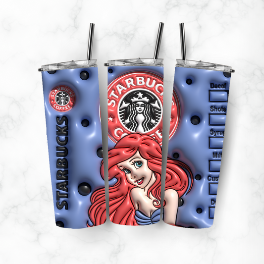 Coffee Ariel, Sublimation, Ready to Print, Ready To Press, Print Out Transfer, 20 oz, Skinny Tumbler Transfer, NOT A DIGITAL