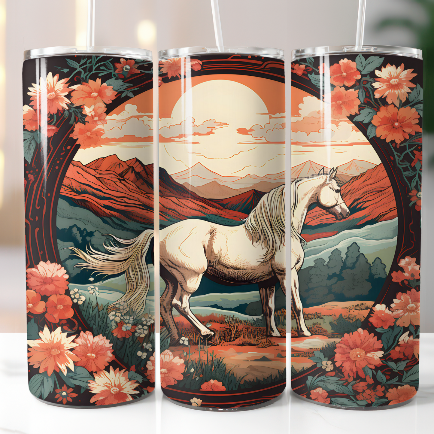 Western Boho Horse, Sublimation, Ready To Press, Ready to Print, Print Out Transfer, 20 oz, Skinny Tumbler Transfer, NOT A DIGITAL