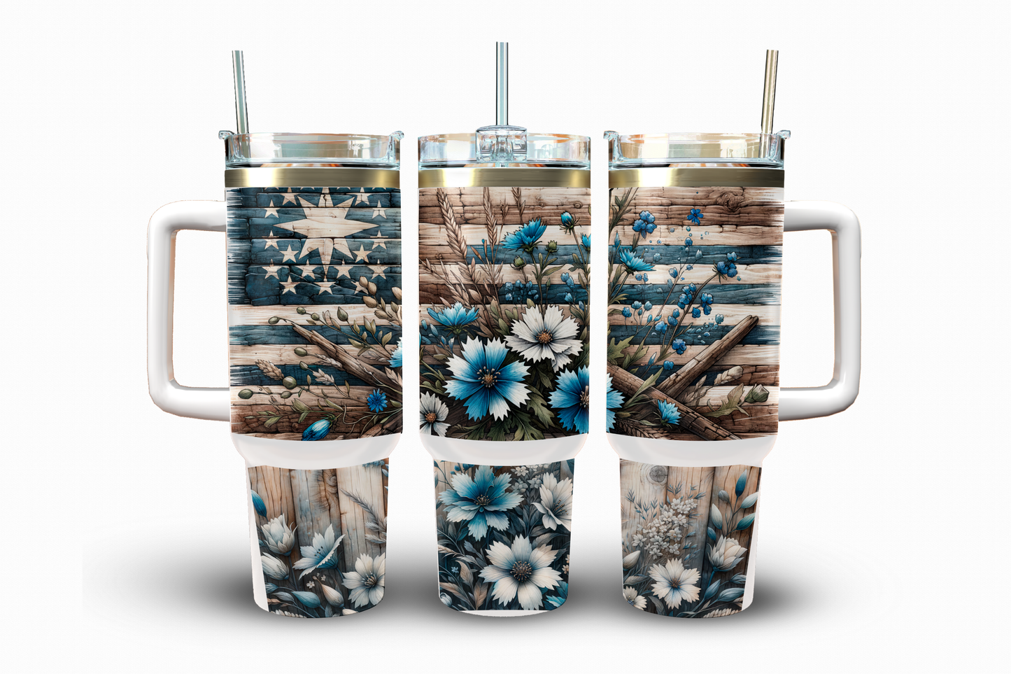 Rustic Blue American Flag Sublimation Transfer, 40 oz.