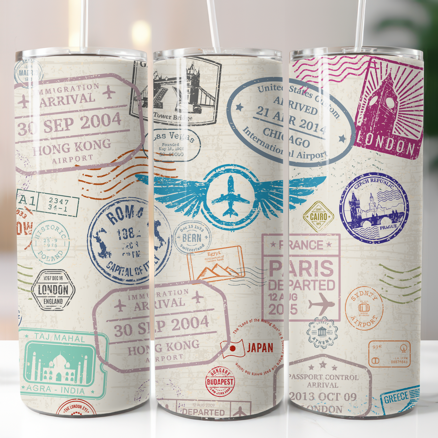 Travel Stamps, Sublimation Transfer
