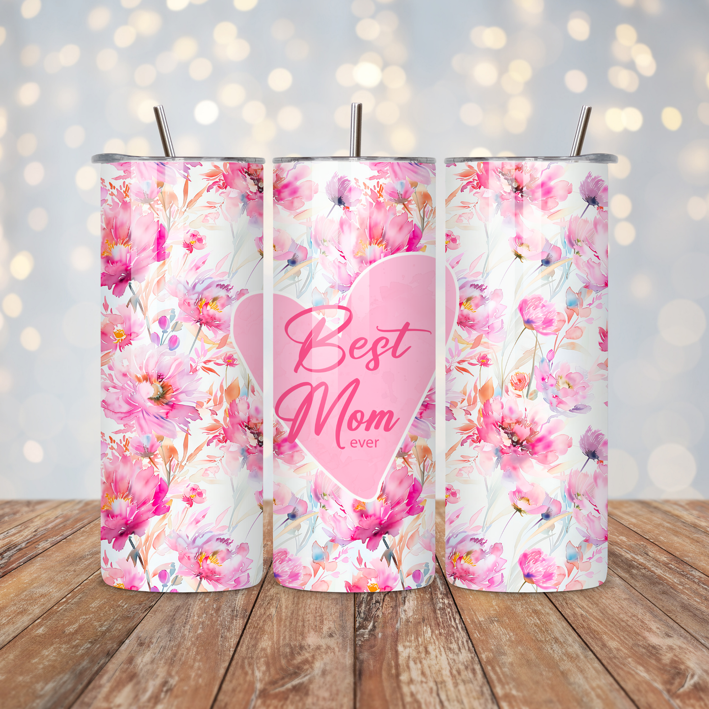 Best Mom Ever Pink Floral Sublimation Transfer