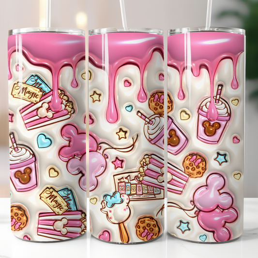 Disney Pink Snacks, Sublimation, Ready to Print, Ready To Press, Print Out Transfer, 20 oz, Skinny Tumbler Transfer, NOT A DIGITAL