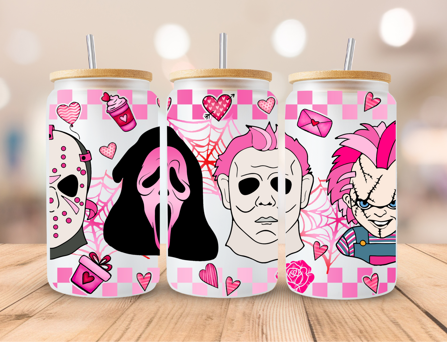 Horror Valentine, Sublimation, Ready to Print, Ready To Press, Print Out Transfer, 16 oz Libbey Glass Transfer, NOT A DIGITAL