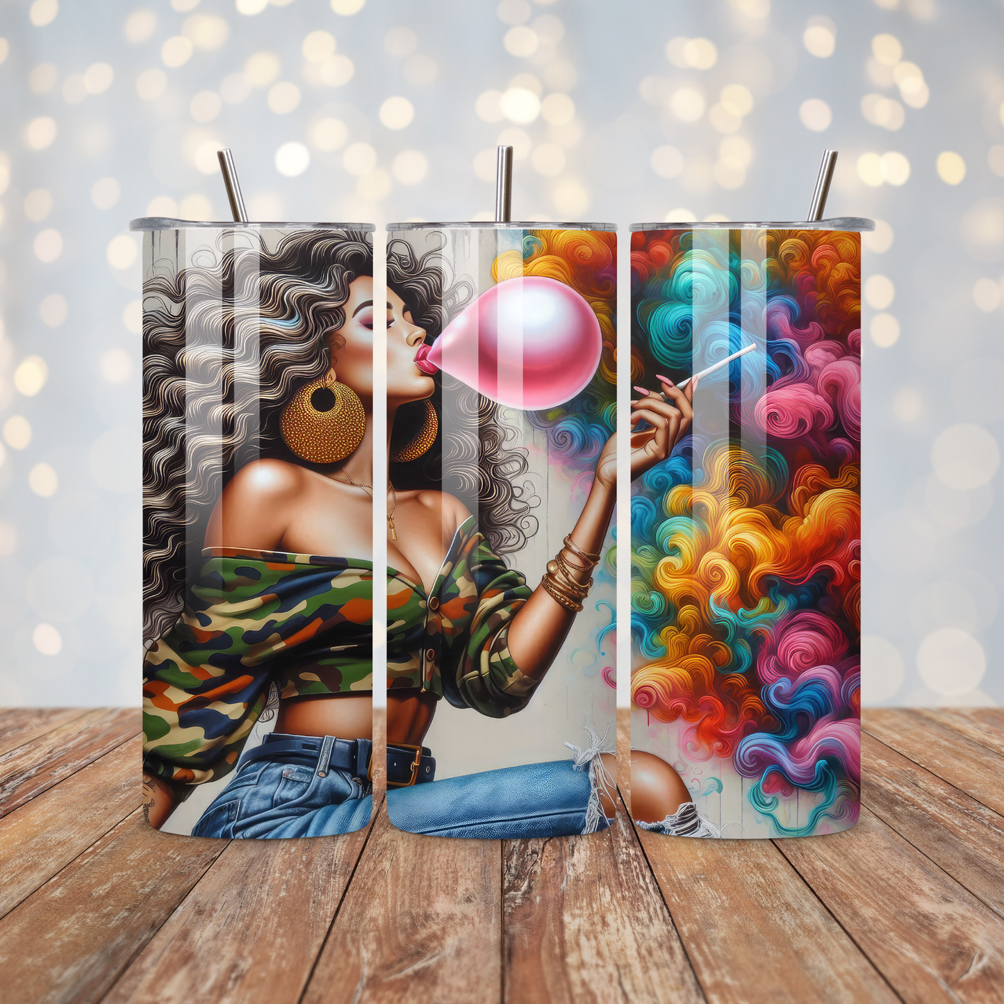 Black Woman Pink Bubble Sublimation Transfer