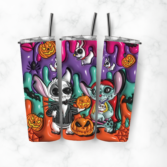 Halloween Stitch and Angel, Sublimation, Ready to Print, Ready To Press, Print Out Transfer, 20 oz, Skinny Tumbler Transfer, NOT A DIGITAL