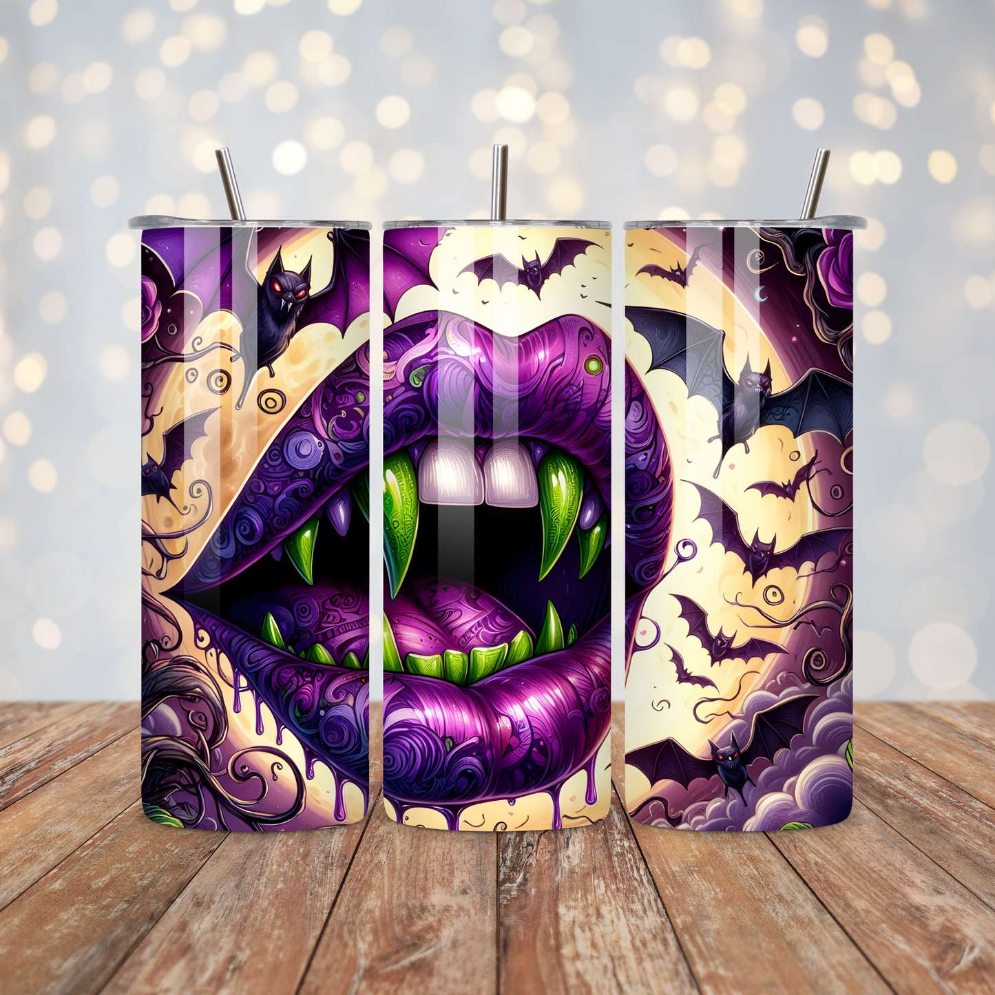 Purple Lips Green Fangs Sublimation Transfer