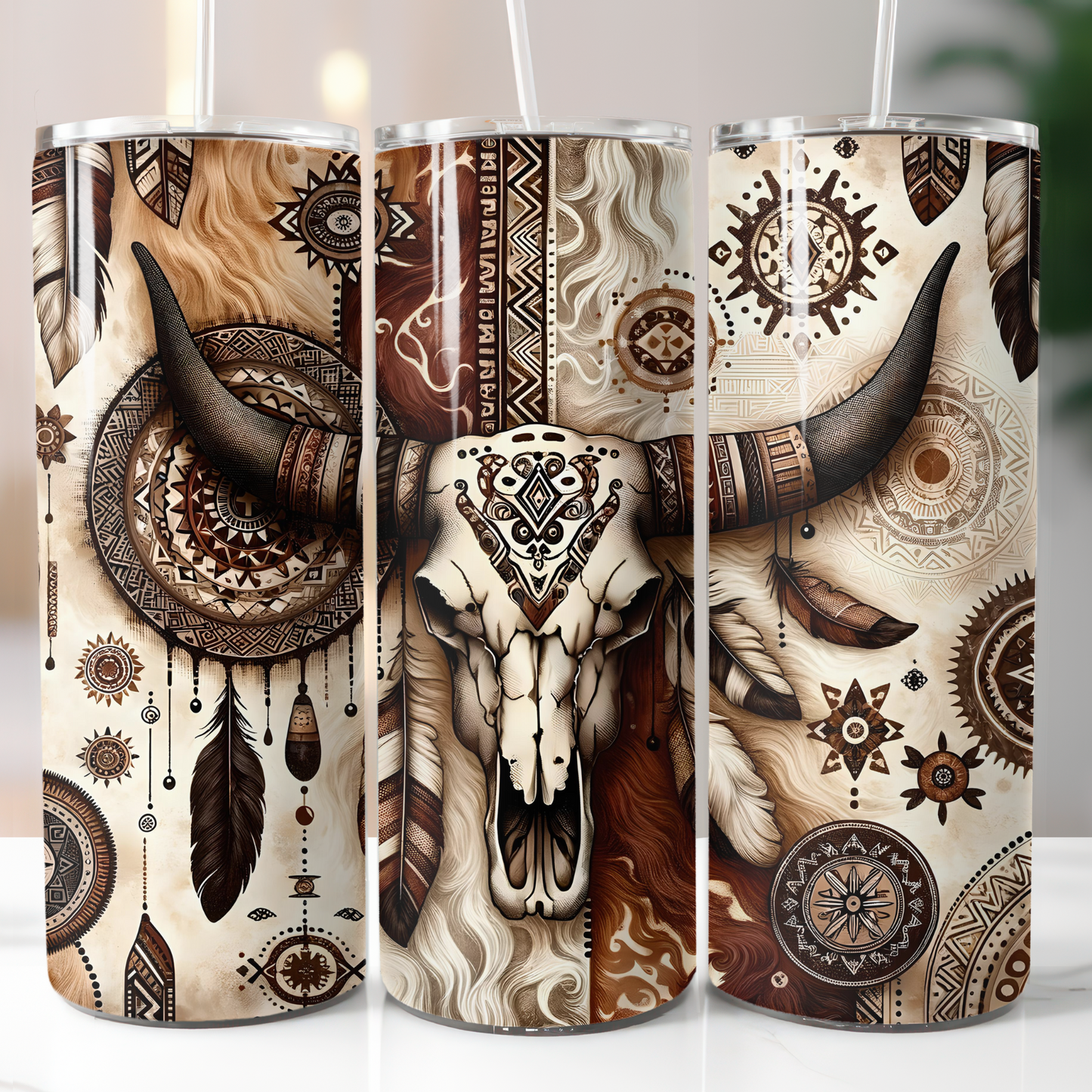 Boho Cow Skull, Sublimation Transfer