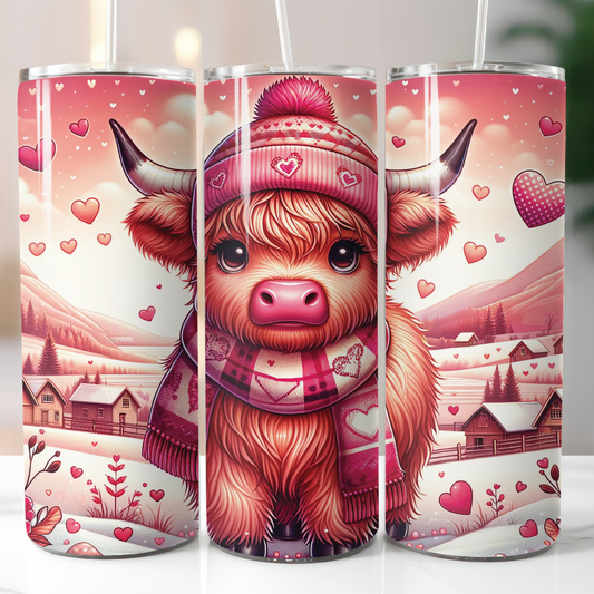 Valentine's Day Highland Cow, Sublimation Transfer