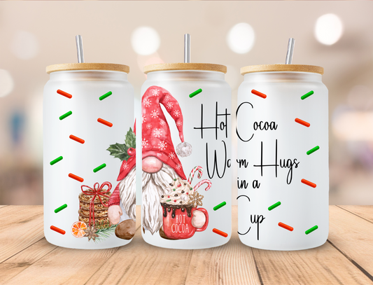 Hot Cocoa Warm Hugs Sublimation, Ready to Print, Ready To Press, Print Out Transfer, 16 oz Libbey Glass Transfer, NOT A DIGITAL