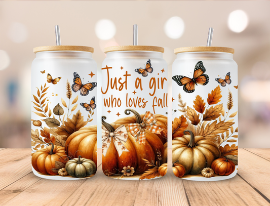 Just A Girl Who Loves Fall Libbey Glass Transfer