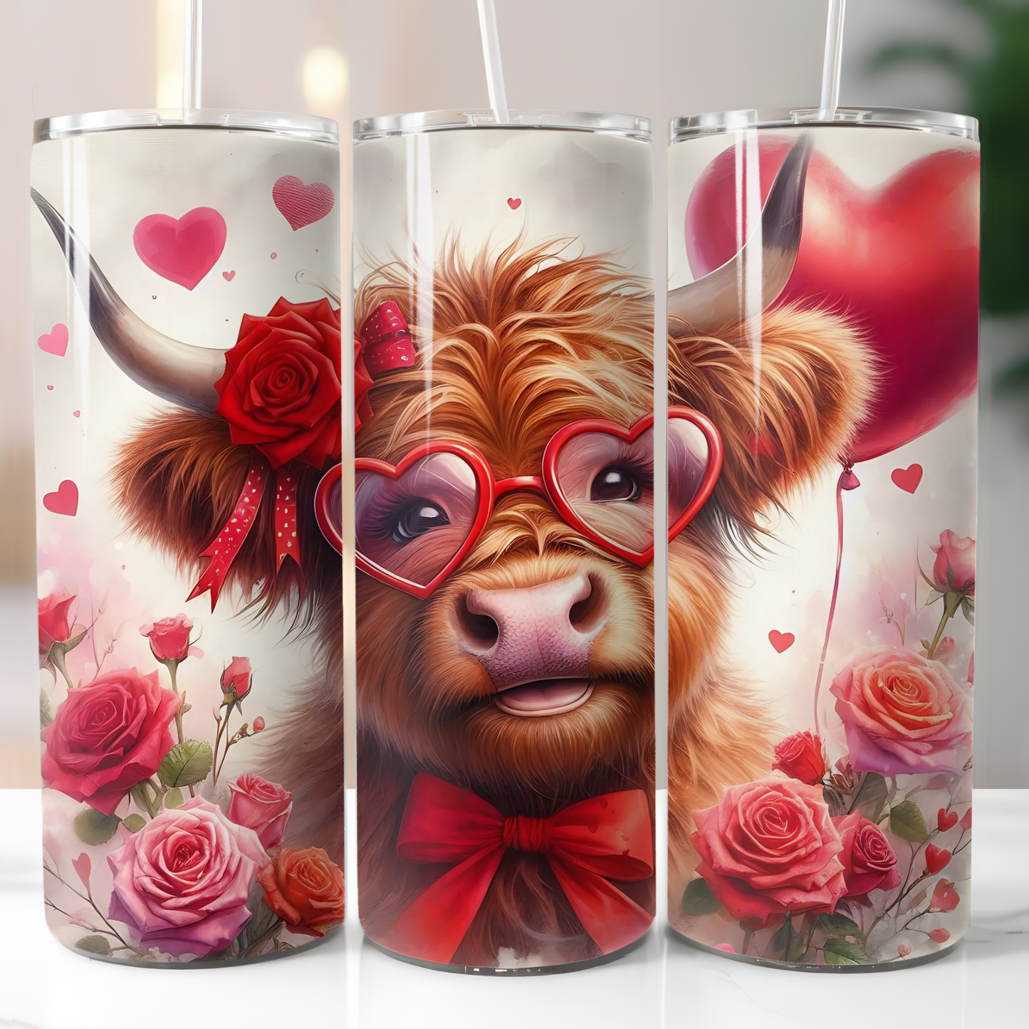 Valentine's Day Highland Cow, Sublimation Transfer