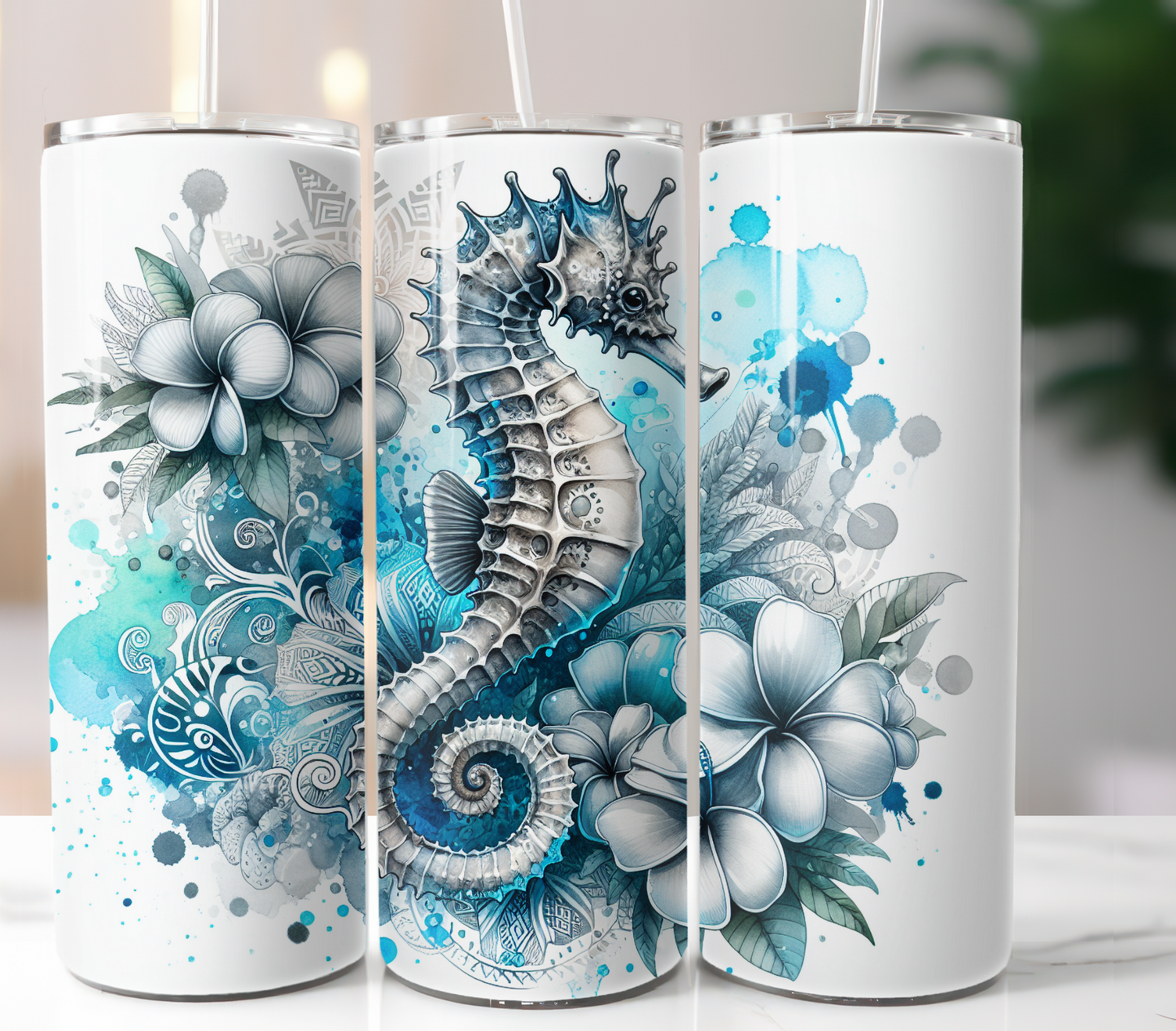 Seahorse Floral, Sublimation Prints