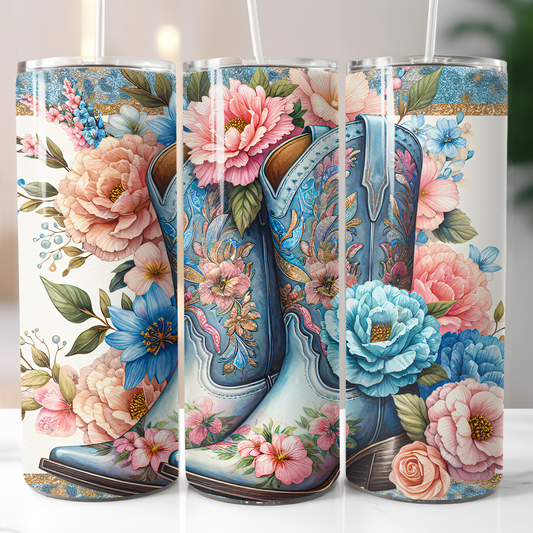 Country Light Blue Floral, Sublimation Transfer