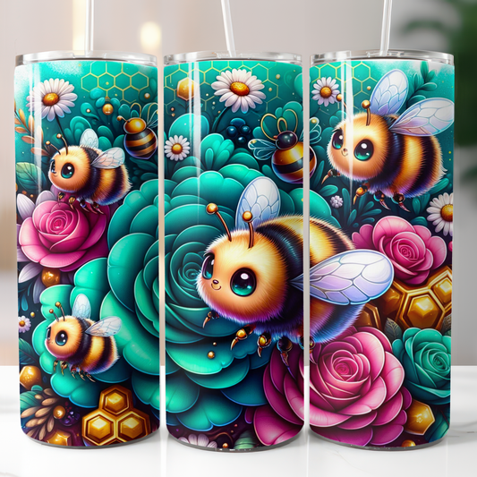 Cute Bee Flowers, Sublimation Transfer