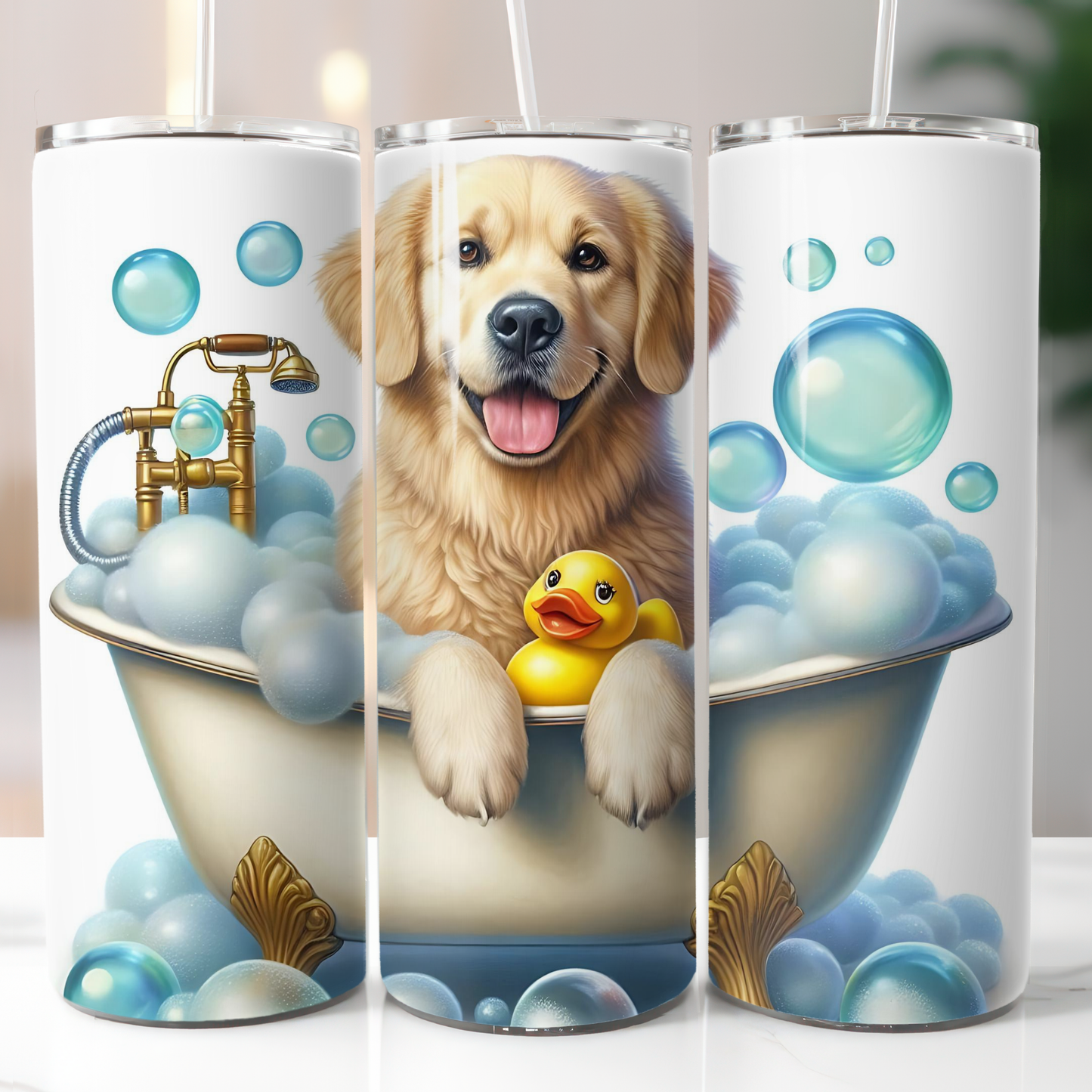 Golden Retriever Bubble Bath