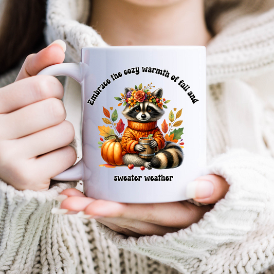 Sweater Weather Raccoon Mug