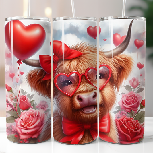 Valentine's Day Highland Cow, Sublimation Transfer