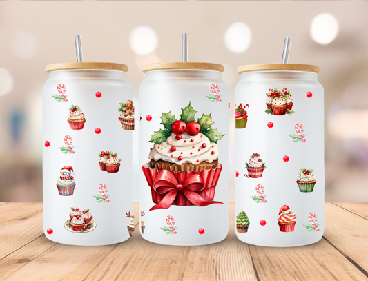 Christmas Cupcakes, Sublimation, Ready to Print, Ready To Press, Print Out Transfer, 16 oz Libbey Glass Transfer, NOT A DIGITAL
