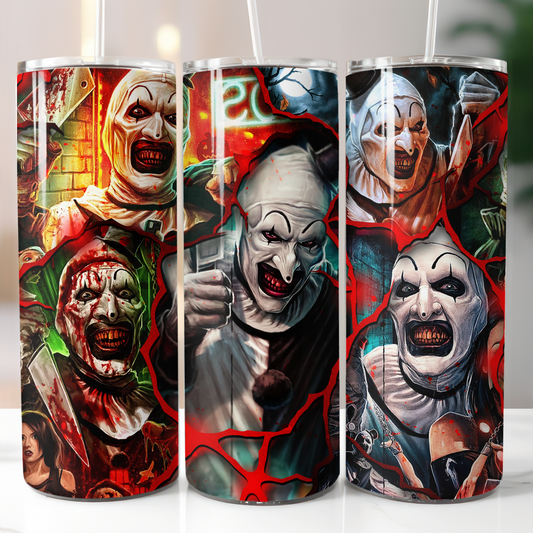 Terrifier, Sublimation, Ready to Print, Ready To Press, Print Out Transfer, 20 oz, Skinny Tumbler Transfer, NOT A DIGITAL