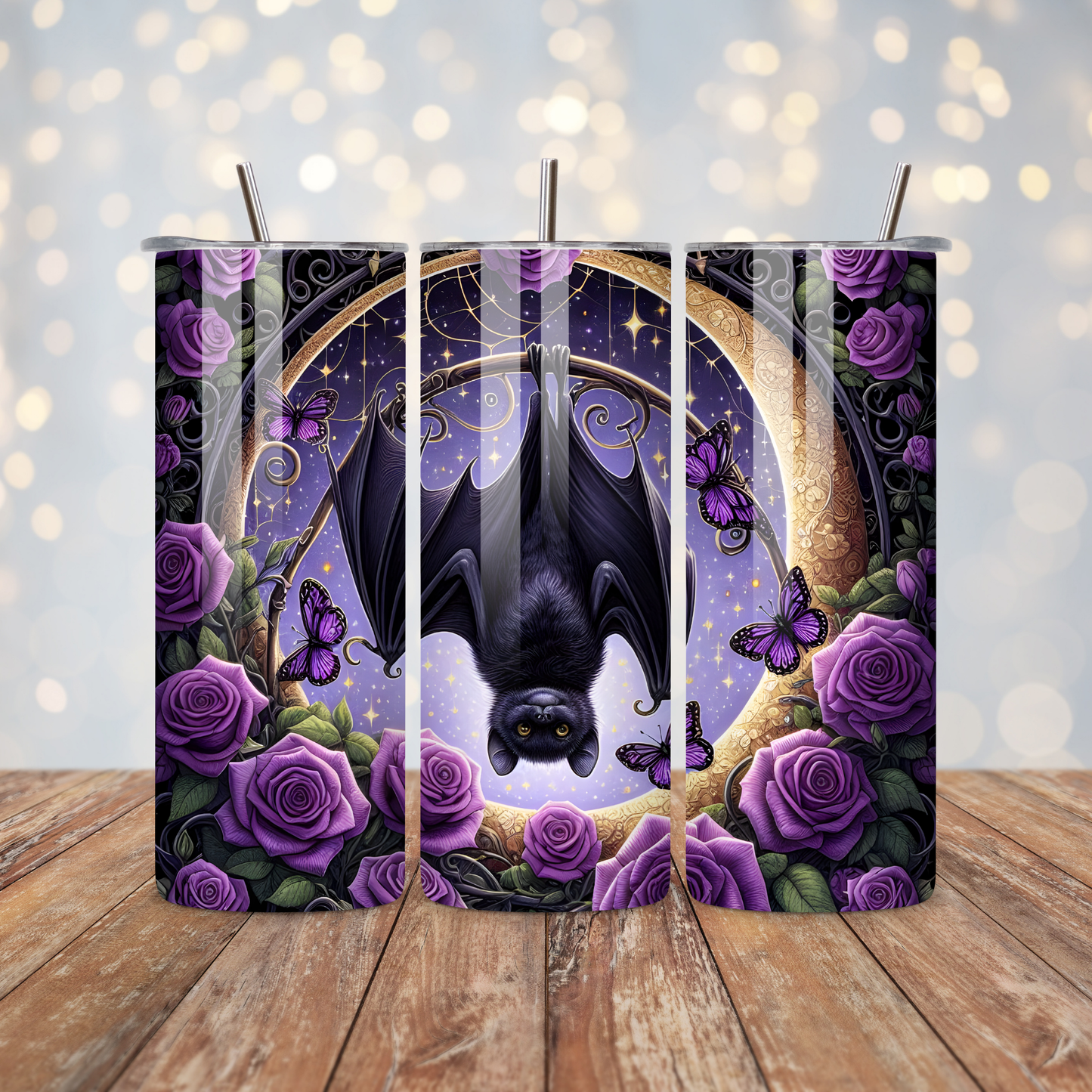 Bat Purple Roses Sublimation Transfer