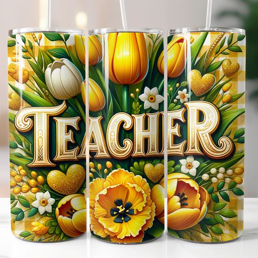 Teacher Yellow Flowers, Sublimation Transfer