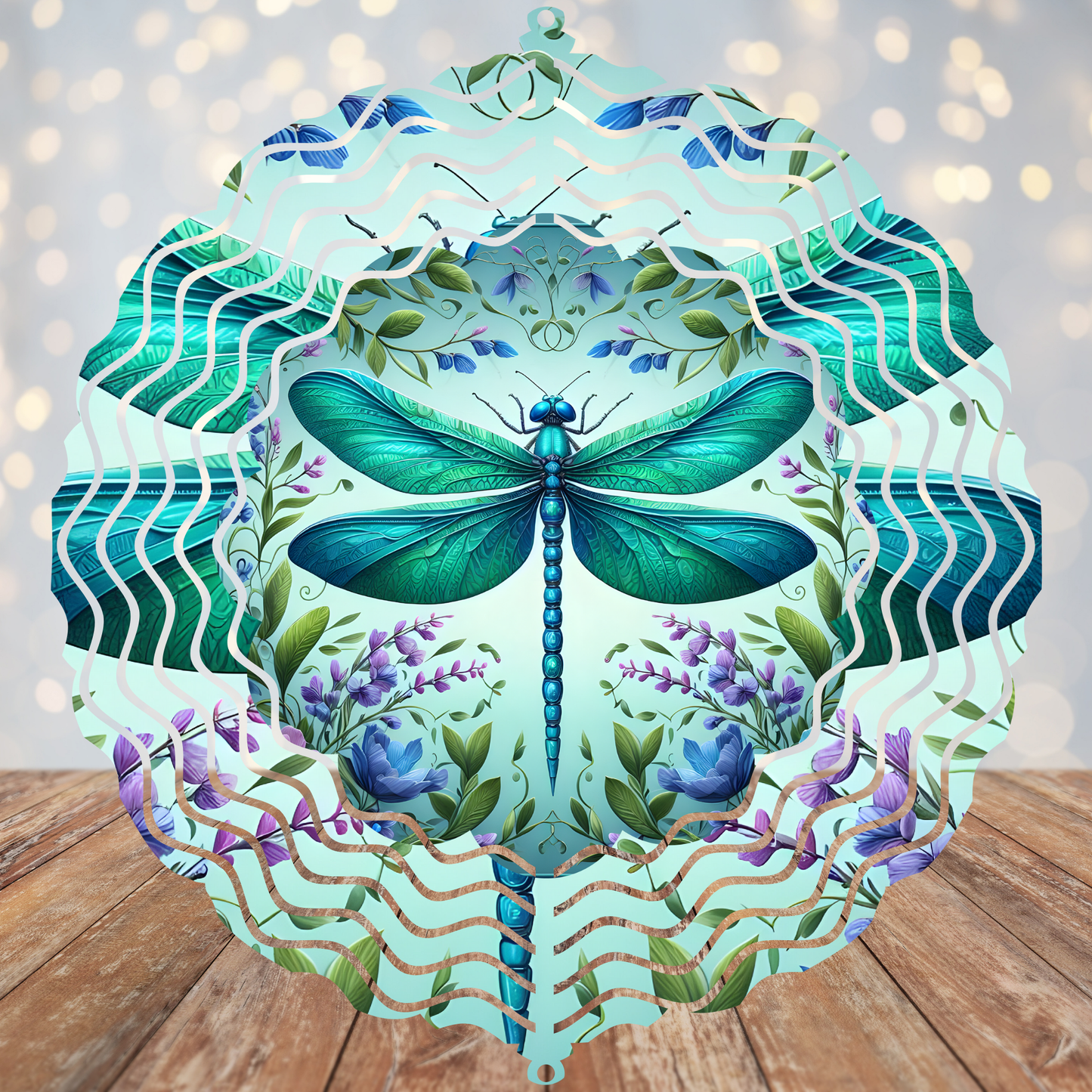 Teal Dragonfly Wind Spinner Sublimation Transfer