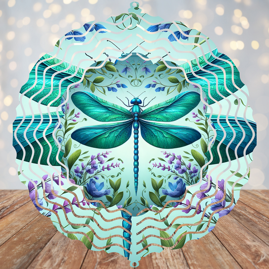 Teal Dragonfly Wind Spinner Sublimation Transfer