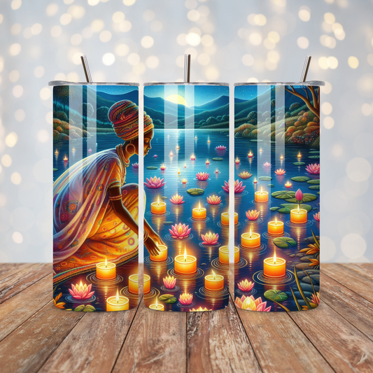 African Woman Lotus Flowers Sublimation Transfer