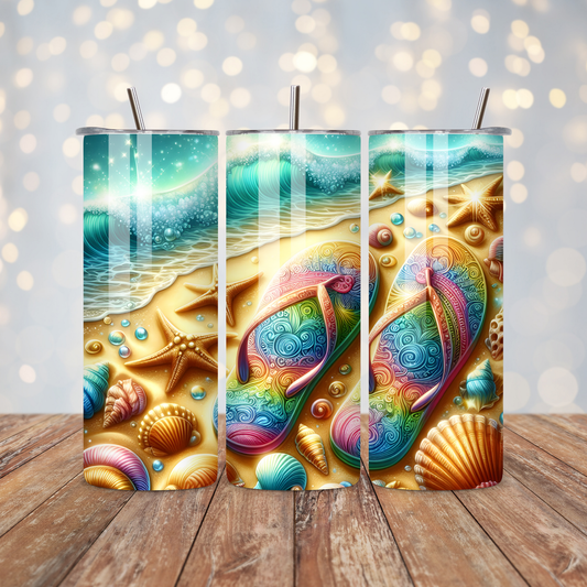 Flip Flops on the Beach Sublimation Transfer
