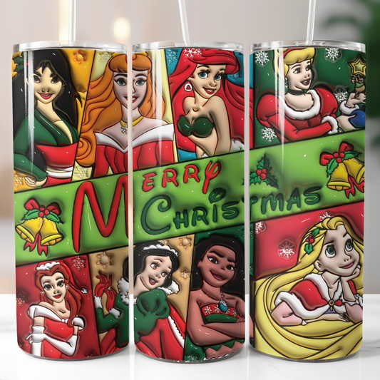 Christmas Disney Princesses, Sublimation, Ready to Print, Ready To Press, Print Out Transfer, 20 oz, Skinny Tumbler Transfer, NOT A DIGITAL