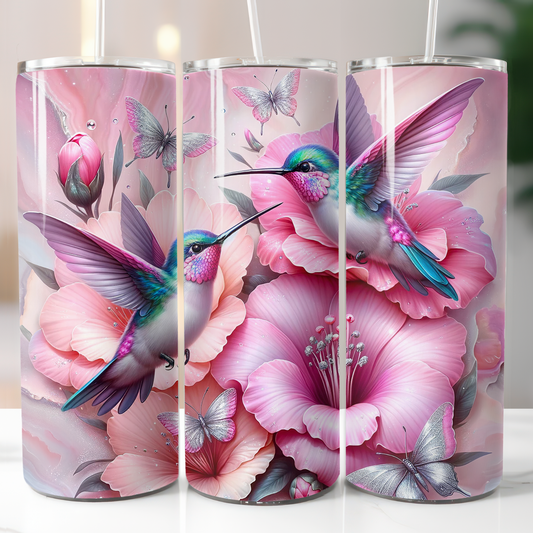 Pink Blue Hummingbirds, Sublimation Transfer