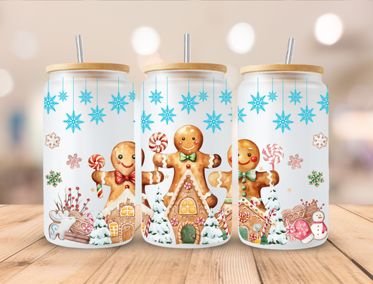 Gingerbread Men, Sublimation, Ready to Print, Ready To Press, Print Out Transfer, 16 oz Libbey Glass Transfer, NOT A DIGITAL