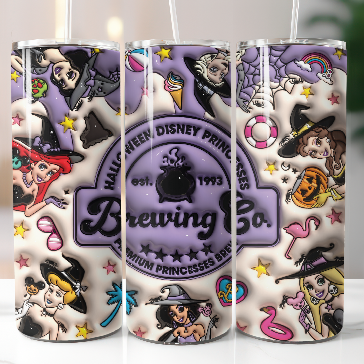 Disney Princesses Halloween, Sublimation, Ready to Print, Ready To Press, Print Out Transfer, 20 oz, Skinny Tumbler Transfer, NOT A DIGITAL