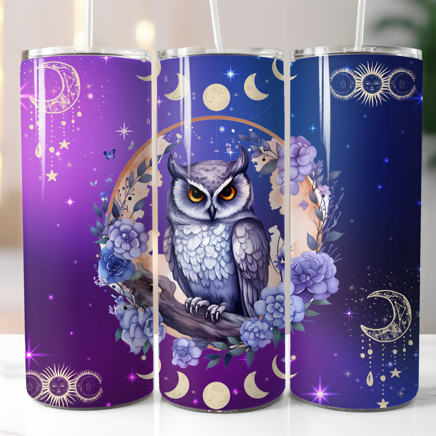 Celestial Owl, Sublimation, Ready to Print, Ready To Press, Print Out Transfer, 20 oz, Skinny Tumbler Transfer, NOT A DIGITAL