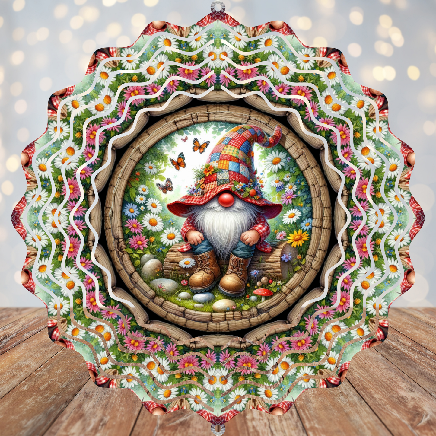 Gnome Daisy Butterfly Wind Spinner