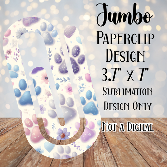 Pastel Dog Paws Jumbo Paperclip Sublimation Transfers